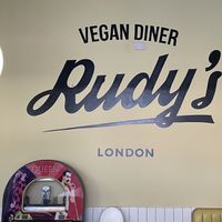 Signage  at Rudy's Dirty Vegan Diner in North West London
