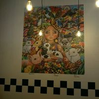 Nice painting inside at Rudy's Dirty Vegan Diner in North West London