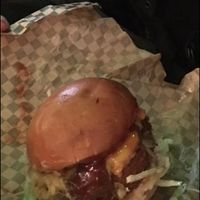 The Saboteur burger! at Rudy's Dirty Vegan Diner in North West London