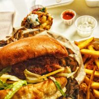 Buffalo burger at Rudy's Dirty Vegan Diner in North West London
