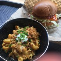 Mac cheese and buffalo burger. All vegan :) at Rudy's Dirty Vegan Diner in North West London