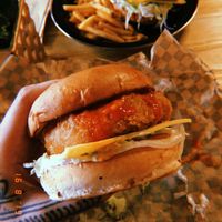 Mhmmm buffalo burger 🍔🌱 at Rudy's Dirty Vegan Diner in North West London