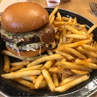 Dirty burger and chips 😍😍 at Rudy's Dirty Vegan Diner in North West London