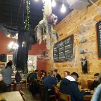 Interior during Halloween period at Rudy's Dirty Vegan Diner in North West London