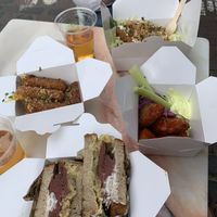 Reuben, mozzarella sticks, buffalo wings and Cesar salad  at Rudy's Dirty Vegan Diner in North West London