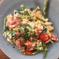 Srambled tofu (Special taste, for my taste a bit to much coconut) at Pituq Cafe in 