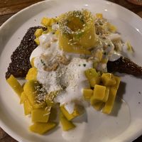 Slow cooked rice cake with manga   at Pituq Cafe in 