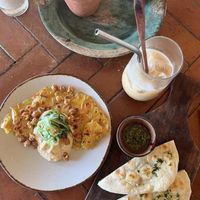 Chickpea Omelette with Flatbread   at Pituq Cafe in 