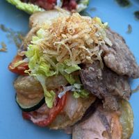 Veggie bake and shrooms  at Pituq Cafe in 