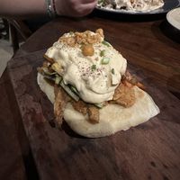 Hummus flatbreadd  at Pituq Cafe in 