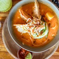 Laksa with potato dumplings  at Pituq Cafe in 