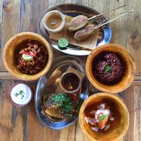 Selection of vegan food from Pituq Waroeng at Pituq Cafe in 