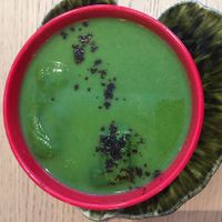 Delicious spinach soup  at Organic Vision in Oostende