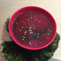 Fantastic red beet soup at Organic Vision in Oostende