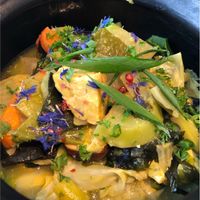 Vegan stew with tofu and tempeh at Organic Vision in Oostende