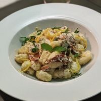 Lime and mustard gnochis at Remedio Santo Campo Alegre in Porto