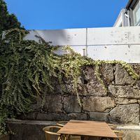 Garden seating at Remedio Santo Campo Alegre in Porto