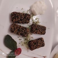 Tofu in crosta di sesamo at Trattoria Glisenti in Marone