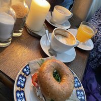 Vegan cream cheese and smoked tofu bagel  at Teilchen & Beschleuniger in Muenster