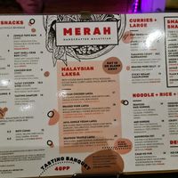 Menu at Merah in Northcote
