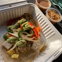 Tofu tacos, beans and rice. Make sure to specify NO CHEESE  at Red Mesa Mercado in St Petersburg