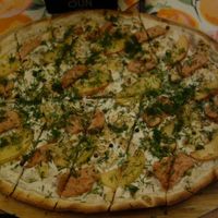 G37 Veganer Lachs-Feta (with vegan cream, carrot salmon, vegan fetta cheese, apples, pickled green pepper corns, vegan honey, and dill) at Flammerie Alt-Saarbrücken in Saarbrucken