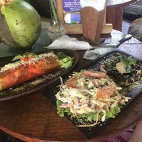 Pure heaven!! Raw pizza and papaya wrap! at Cacao Flow in Jimbaran