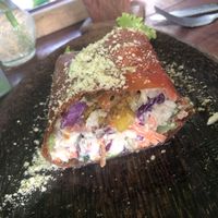 Inside the papaya wrap  at Cacao Flow in Jimbaran