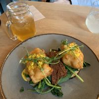 Vegan benefict with an iced tea at Birdhouse in Sheffield