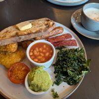 Vegan breakfast and chai latte at Birdhouse in Sheffield