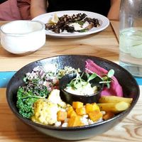 pancakes and buddha bowl. both vegan. at Birdhouse in Sheffield