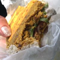 Delicious raw vegan burger with flavour and texture that filled the hunger gap.  at Mi Hungry in Ocho Rios