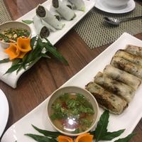 spring rolls at Om Vegan Garden in Hanoi