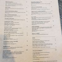 Menu at Three Donkeys in Wamberal