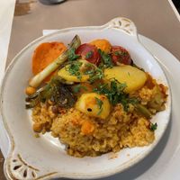 Roasted rice with veggies   at Les Maduixes in Valencia