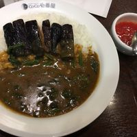 Vegan curry with eggplant, spinach & tomato at CoCo Ichibanya - Nishku in Osaka