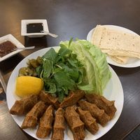 My Chee half portion 250g + black tea  at Adanus Cigköfte in Berlin