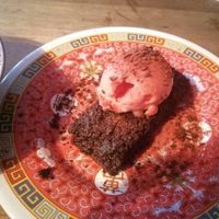 Chocolate brownie at Jumon in Belfast