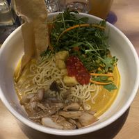 Hungley (peanut curry, ramen noodles, and toppings)  at Jumon in Belfast