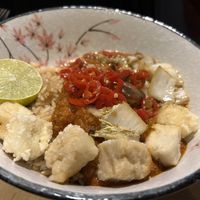 Kundan Kurry - Butter cashew curry, tofu, asian green, mushroom, pickles, chilli, crispy shallot, brown rice  at Jumon in Belfast