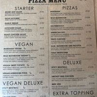 pizza menu Jan 2019 at Grano in Manchester