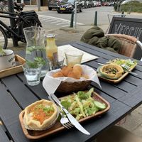 Tomato quiche, cheeseballs, mushroom quiche  at Veggie in Rotterdam