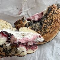 delishious bagel w/ tofu cream cheese  at Tompkins Square Bagels in New York City