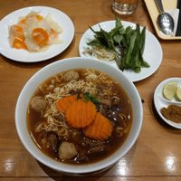 Noodle soup with cumin leave basil at Vitking House in Siem Reap