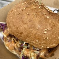 Chicken chipotle burger. Lovely schnitzel but the bun was too oversized and diminished the flavour of the chicken. Recommend this as a slider option  at MooFree Burgers - Food Truck in Morningside