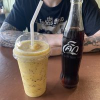 Passion fruit smoothie and a Thai Coke  at Its Good Kitchen in Chiang Mai