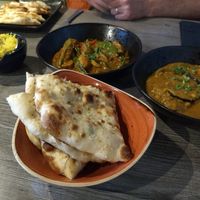 Garlic naan (so fluffy) and the rice & curries at Indi-Yang in Torquay