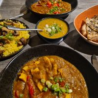 Mains with fake chicken at Indi-Yang in Torquay