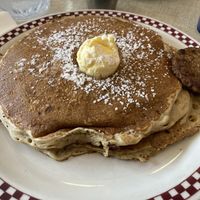 Pancakes with vegan sausage   at St Francis Fountain and Candy in San Francisco