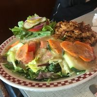 My favorite Thing to eat at St Francis!  The Devil Burger!!! with massive salad =) at St Francis Fountain and Candy in San Francisco